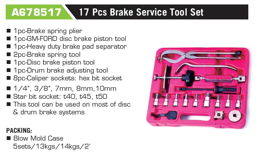 A678517 17 Pcs Brake Service Tool Set